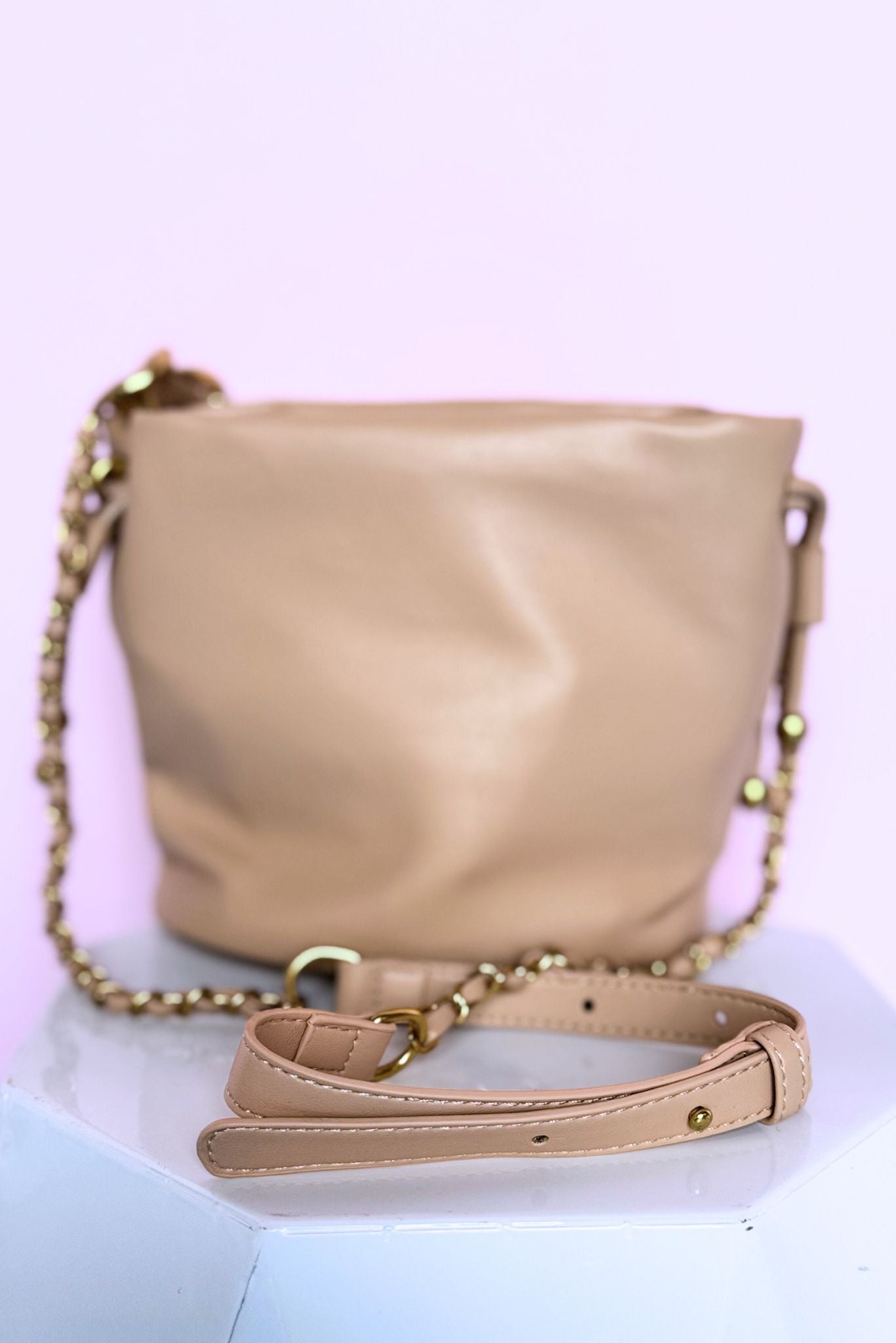 Beige Chainlink Handle Purse