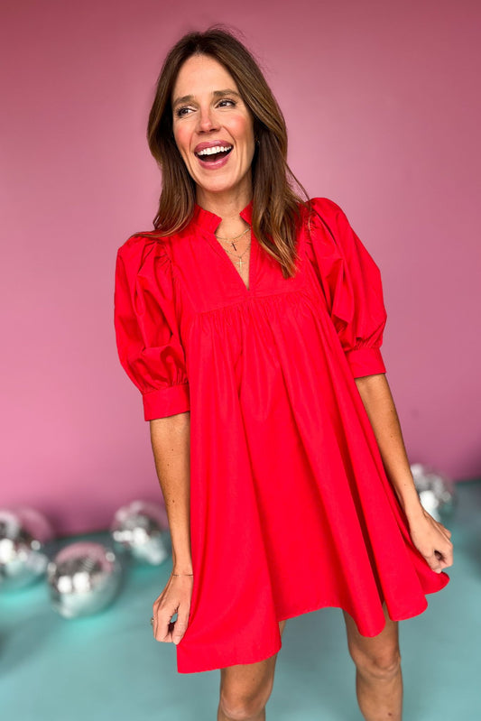 Red Frill V Neck Half Sleeve Dress, dress, frill dress, n neck dress, red dress, red frill dress, red v neck dress, half sleeve dress, red half sleeve dress, must have dress, elevated dress, elevated style, summer dress, summer style, Shop Style Your Senses by Mallory Fitzsimmons, SSYS by Mallory Fitzsimmons