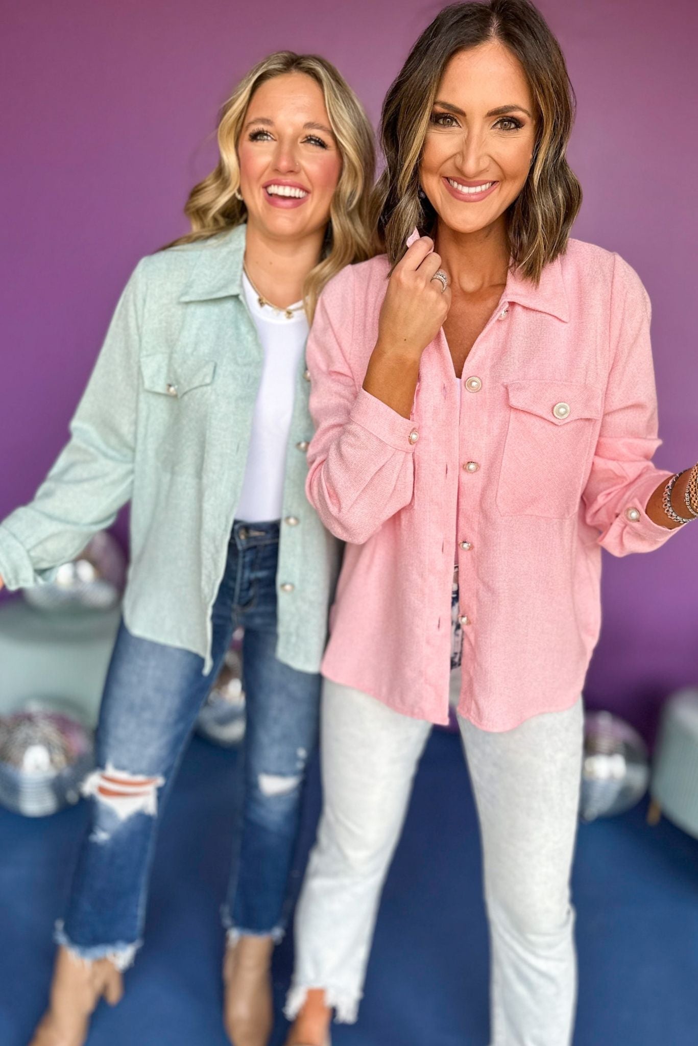 Pink Long Sleeve Embellished Button Down Shacket, must have top, must have style, must have fall, fall collection, fall fashion, elevated style, elevated top, mom style, fall style, shop style your senses by mallory fitzsimmons