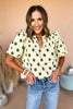 THML Cream Polka Dot Printed Puff Short Sleeve Top, thml, elevated style, mom style, must have, coming soon, shop style your senses by mallory fitzsimmons