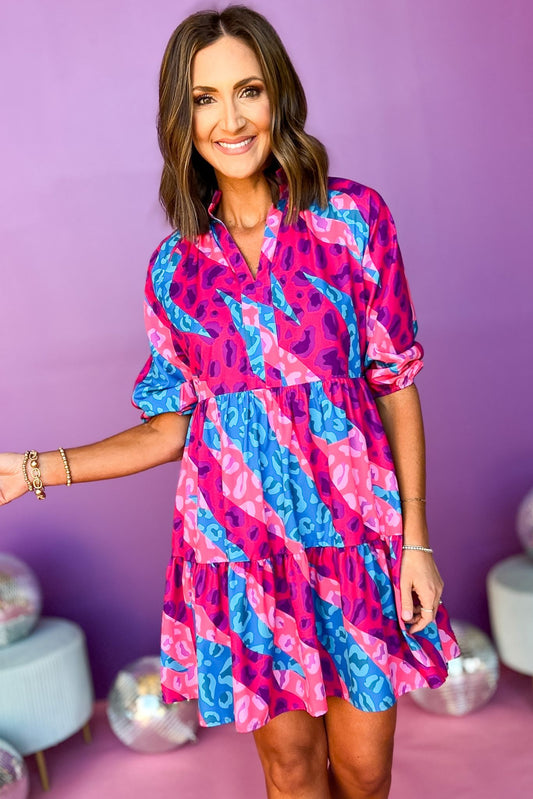 SSYS The Mix Print Tatum Dress In Camo Animal, ssys the label, ssys dress, printed dress, elevated dress, church dress, work dress, brunch dress, mix print dress, mom style, bright style, spring style, shop style your senses by Mallory Fitzsimmons, ssys by Mallory Fitzsimmons 