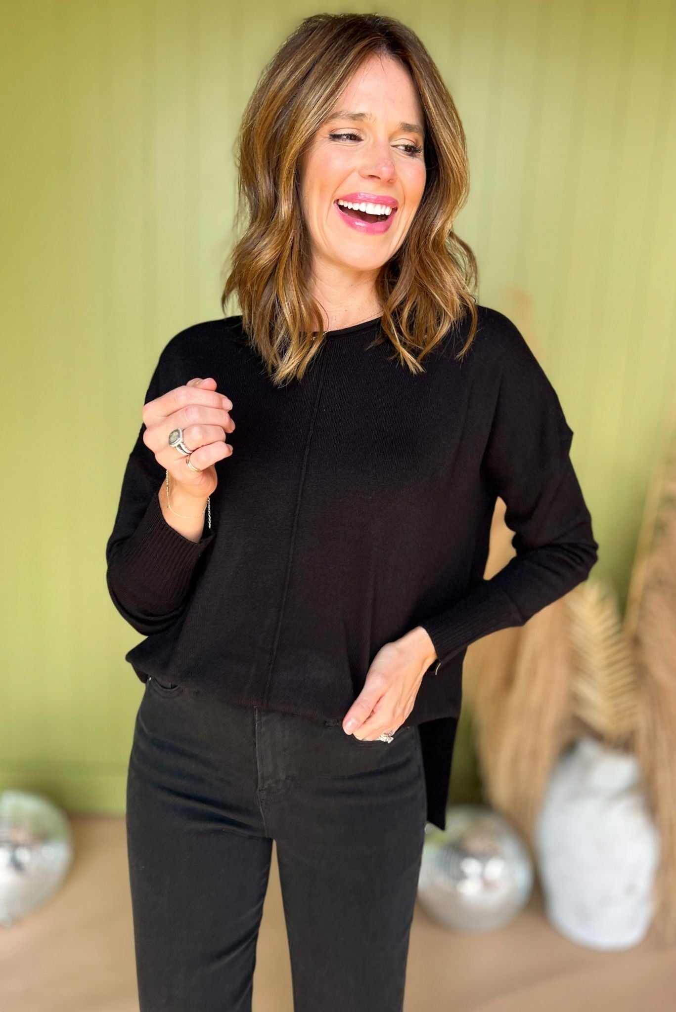 Black Drop Shoulder Ribbed Edge Sweater, must have sweater, must have style, must have fall, fall collection, fall fashion, elevated style, elevated sweater, mom style, fall style, shop style your senses by mallory fitzsimmons