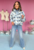 Karlie Blue Floral Printed Fleece Zip Front Pullover