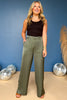 Olive Green Satin High Rise Wide Leg Trousers, must have pants, must have style, elevated pants, elevated pants, comfortable style, mom style, casual style, shop style your senses by Mallory Fitzsimmons, says by Mallory Fitzsimmons