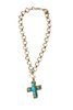 Turquoise Stone Cross Pendant Chain Necklace