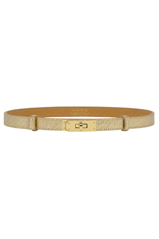 Gold Genuine Italian Leather Adjustable Belt