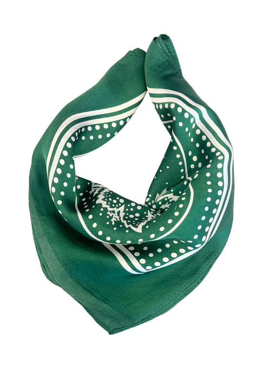 Green and White Paisley Print Bandana