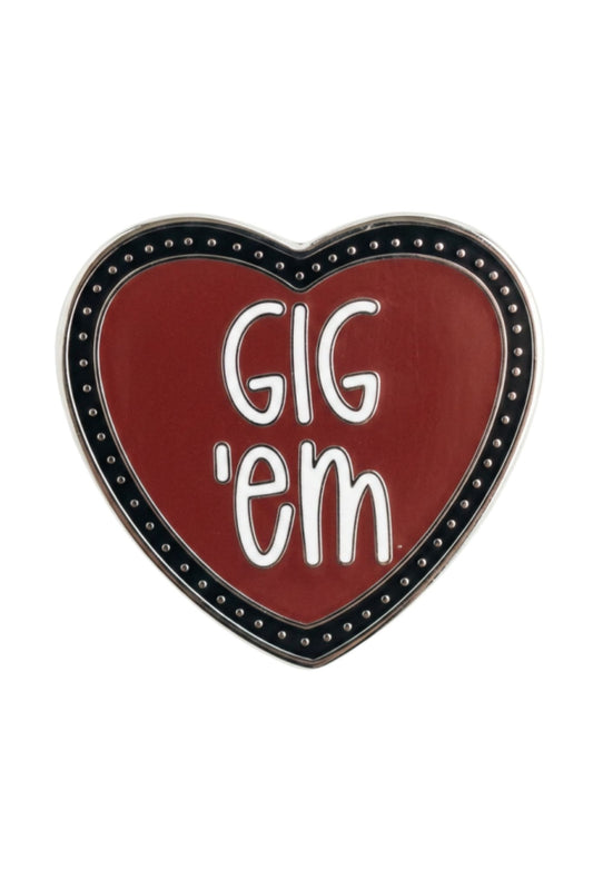 Gig 'Em Heart Game Day Button