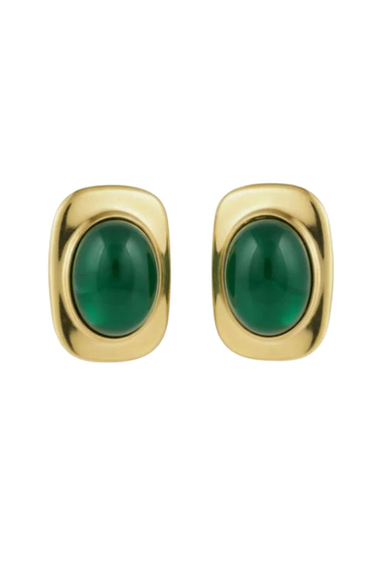 Emerald Oval Stud Earrings