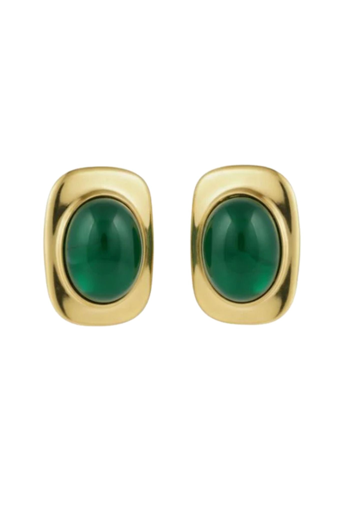 Emerald Oval Stud Earrings