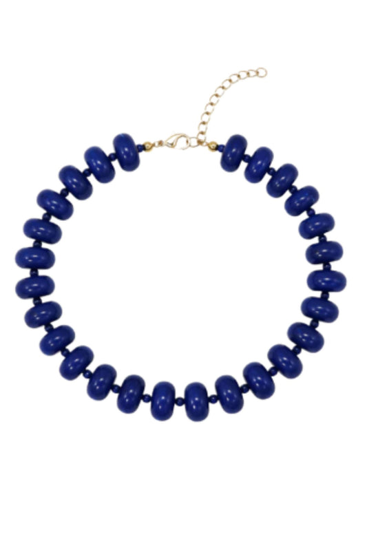 Navy Beaded Statement Necklace