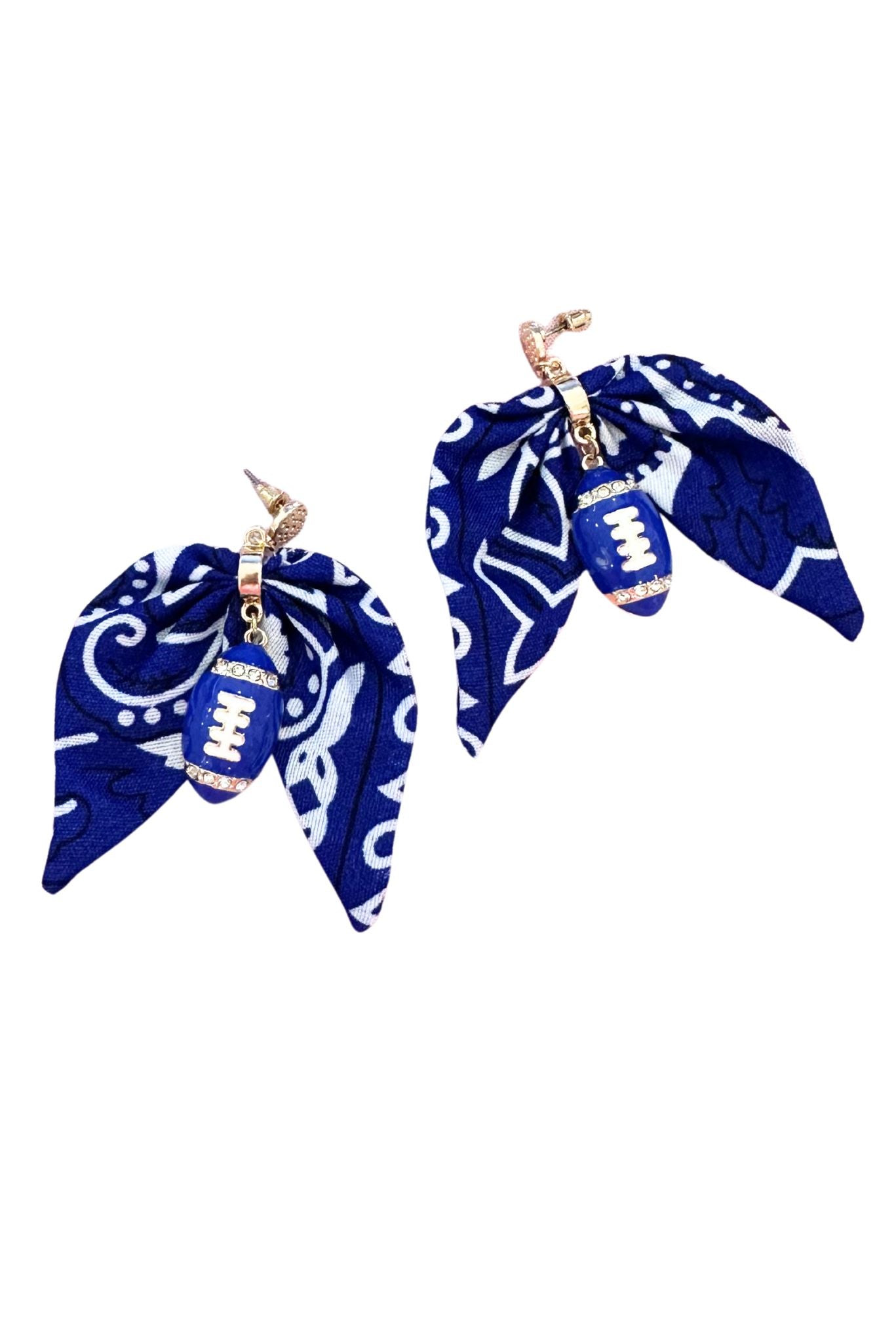 Royal Blue Football Bandana Earrings