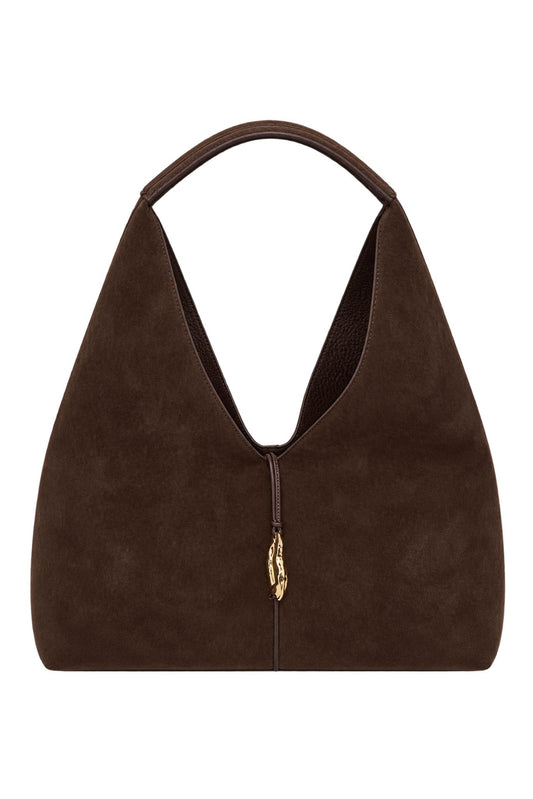 Chocolate Suede Shoulder Bag