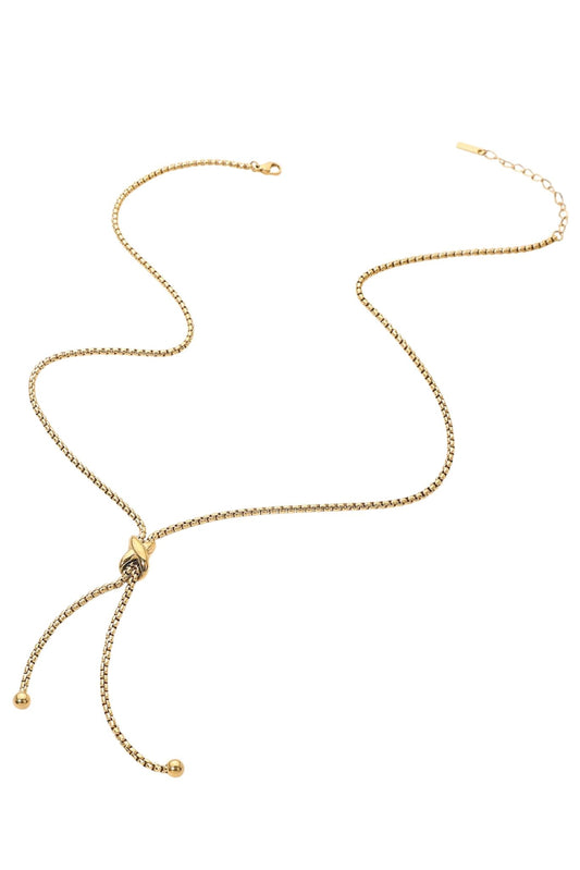 Gold Adjustable Crisscross Slider Box Chain Necklace