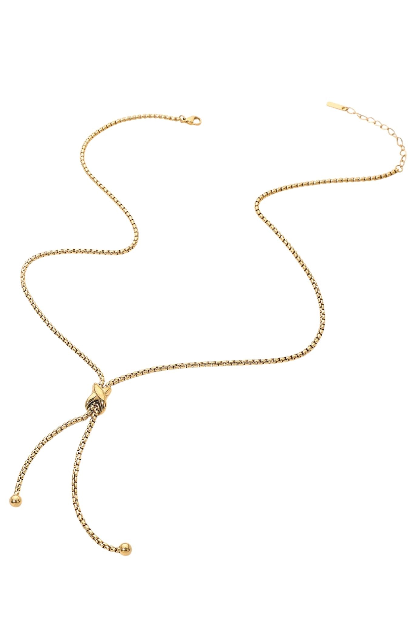 Gold Adjustable Crisscross Slider Box Chain Necklace