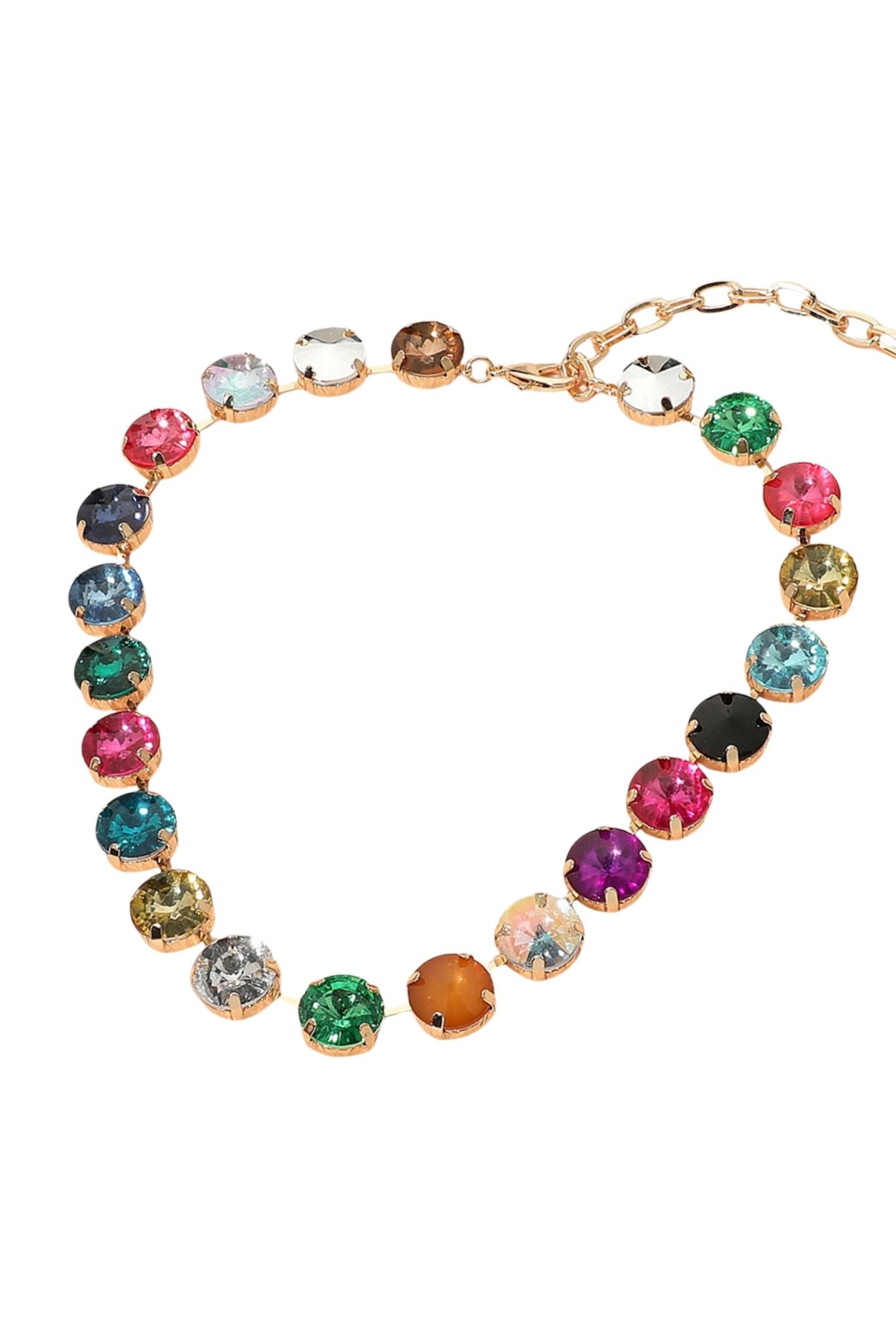 Multi Colored Crystal Round Stone Necklace