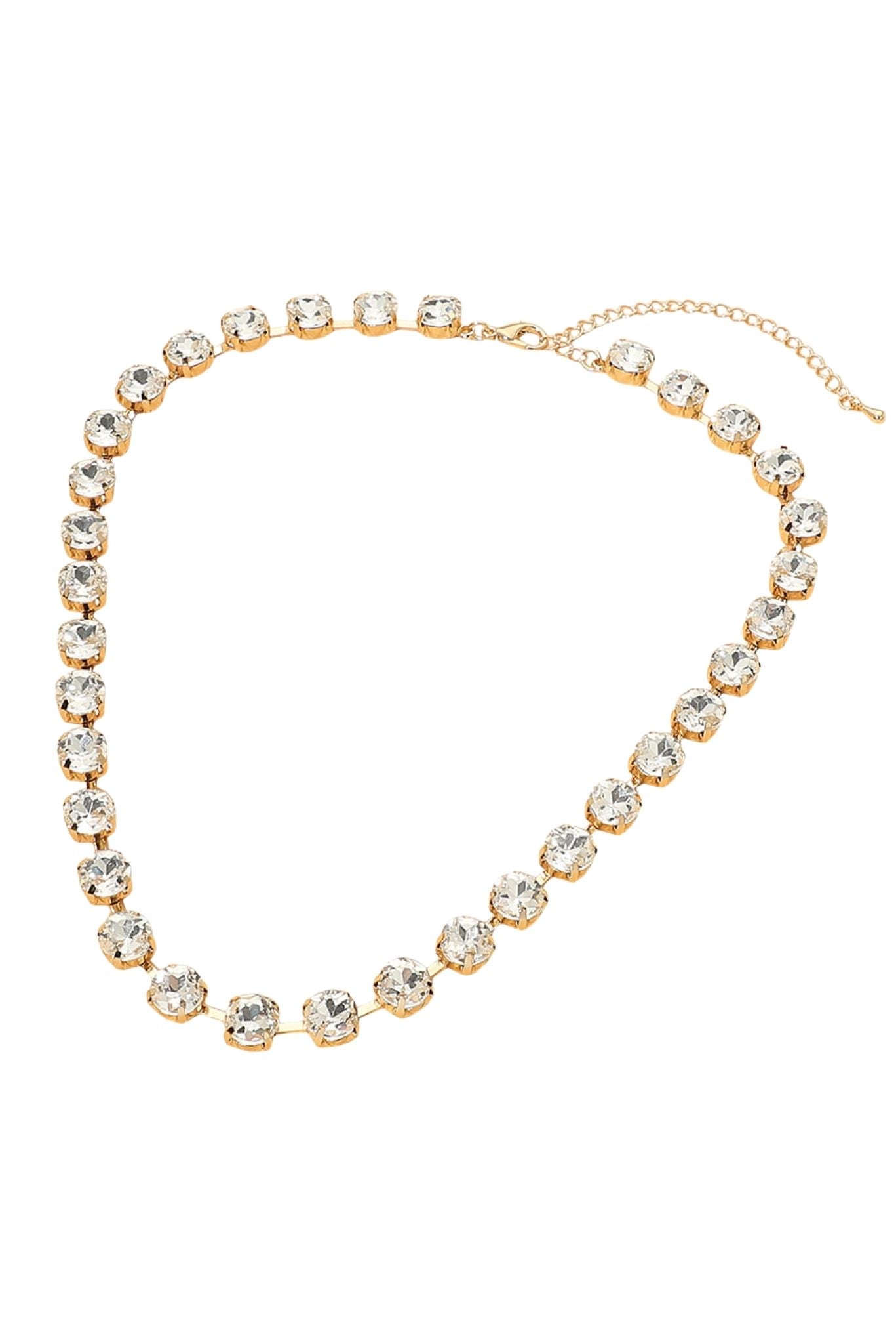 Gold Crystal Round Stone Necklace
