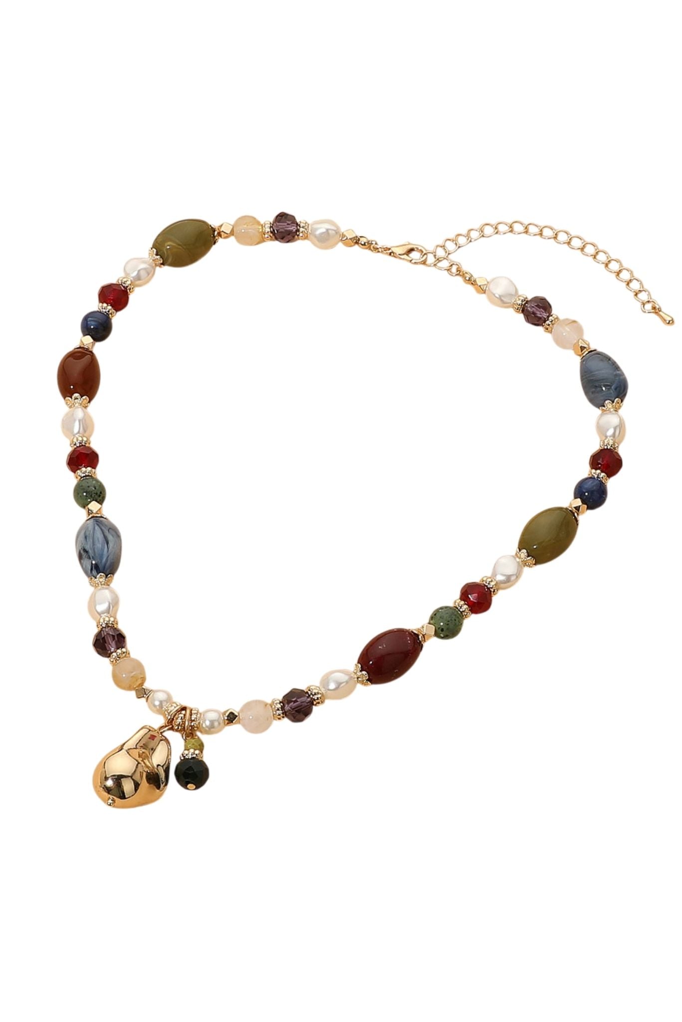 Pearl and Mixed Gemstone Beaded Necklace