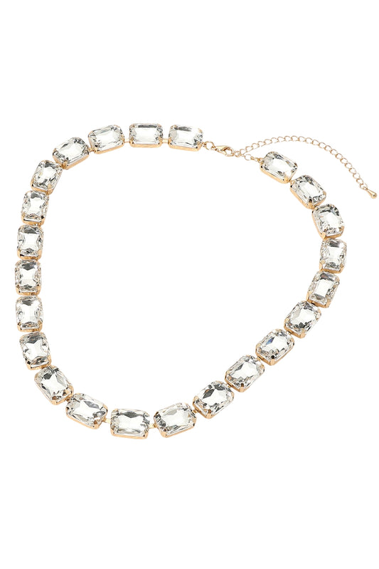 Crystal Rectangular Stone Necklace