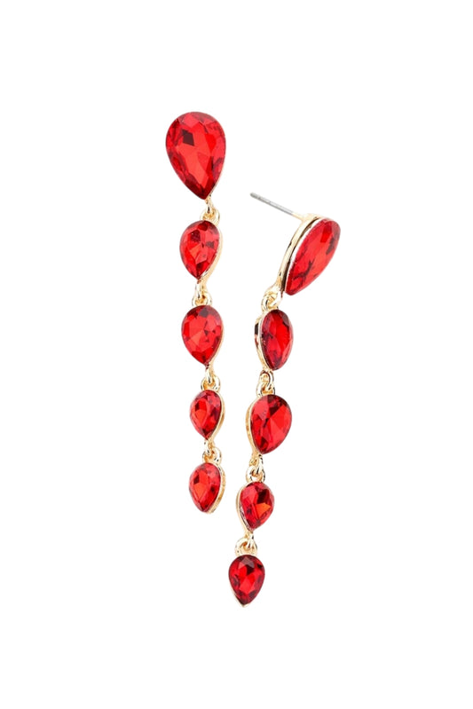 Red Teardrop Crystal Earrings