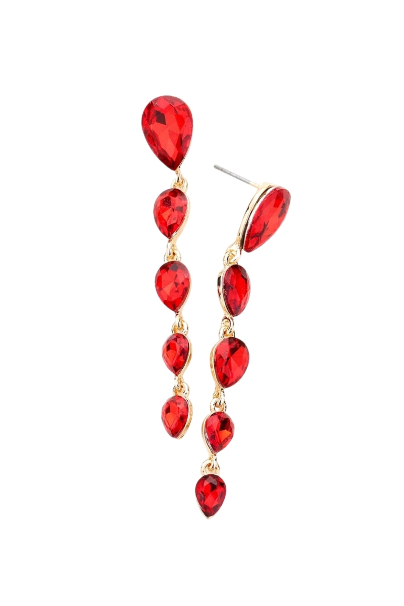 Red Teardrop Crystal Earrings
