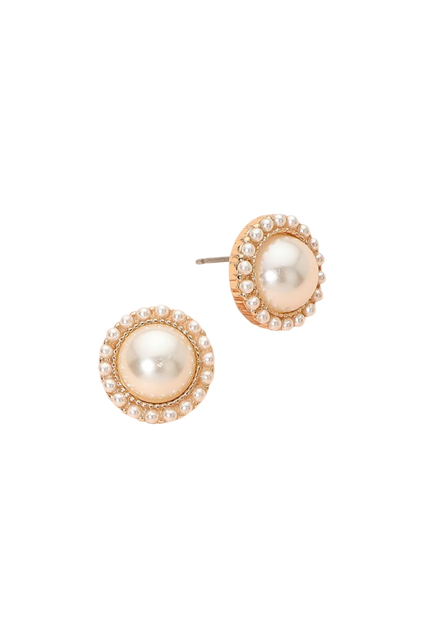 Pearl Beaded Halo Stud Earrings