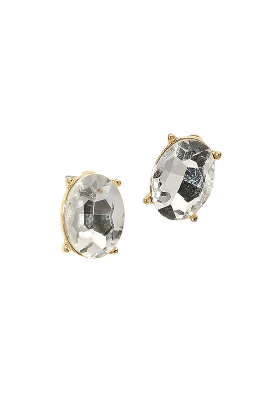 Rhinestone Oval Stud Earrings