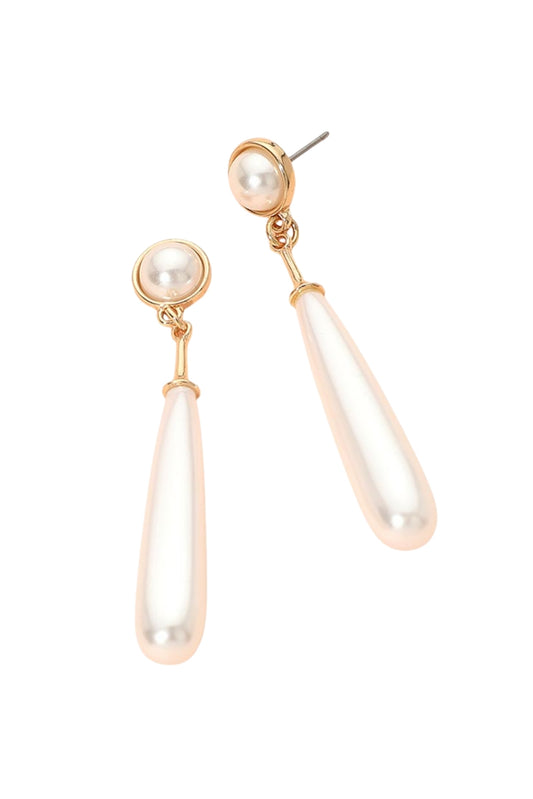 Pearl Long Teardrop Earrings