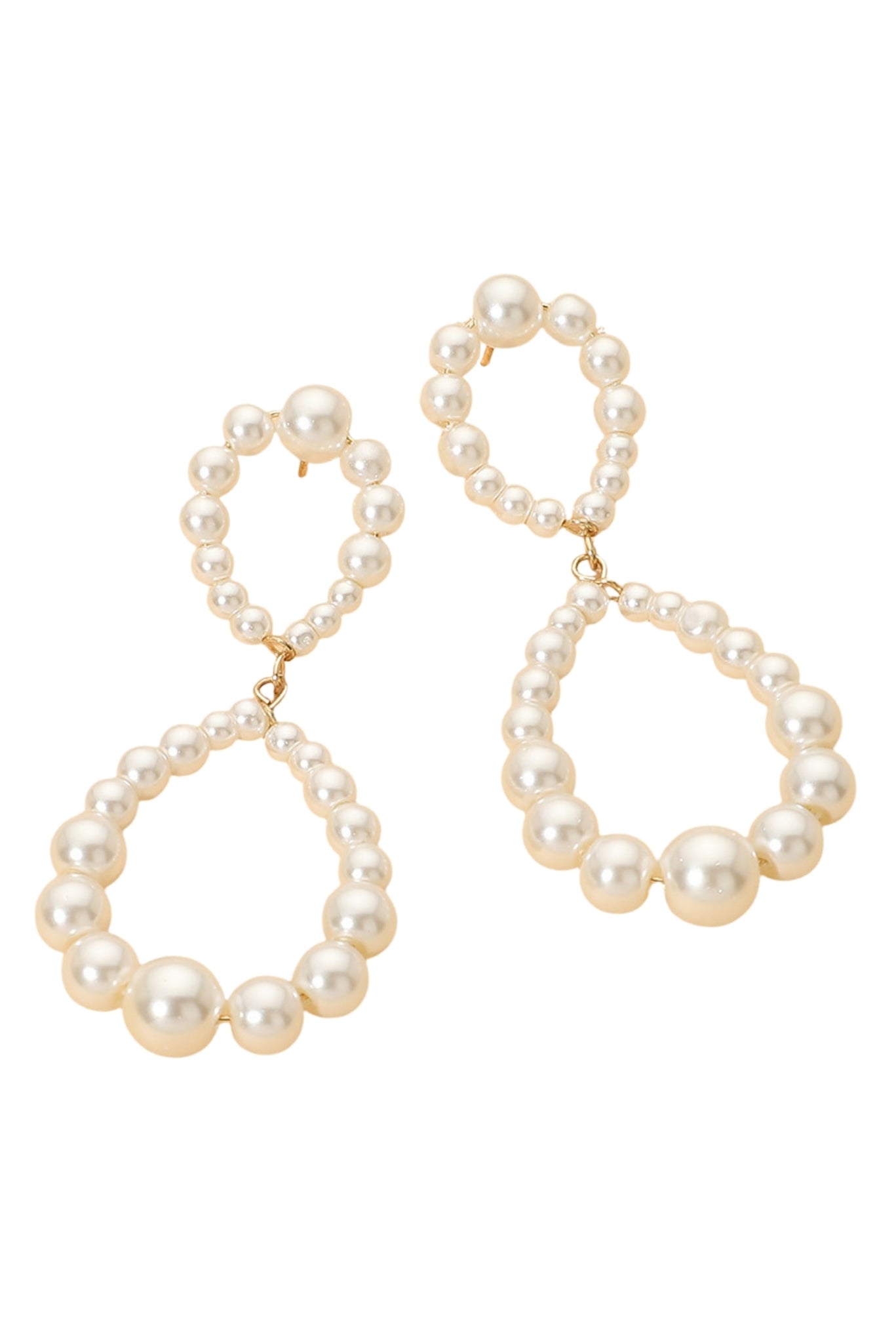 Pearl Beaded Double Teardrop Statement Earrings