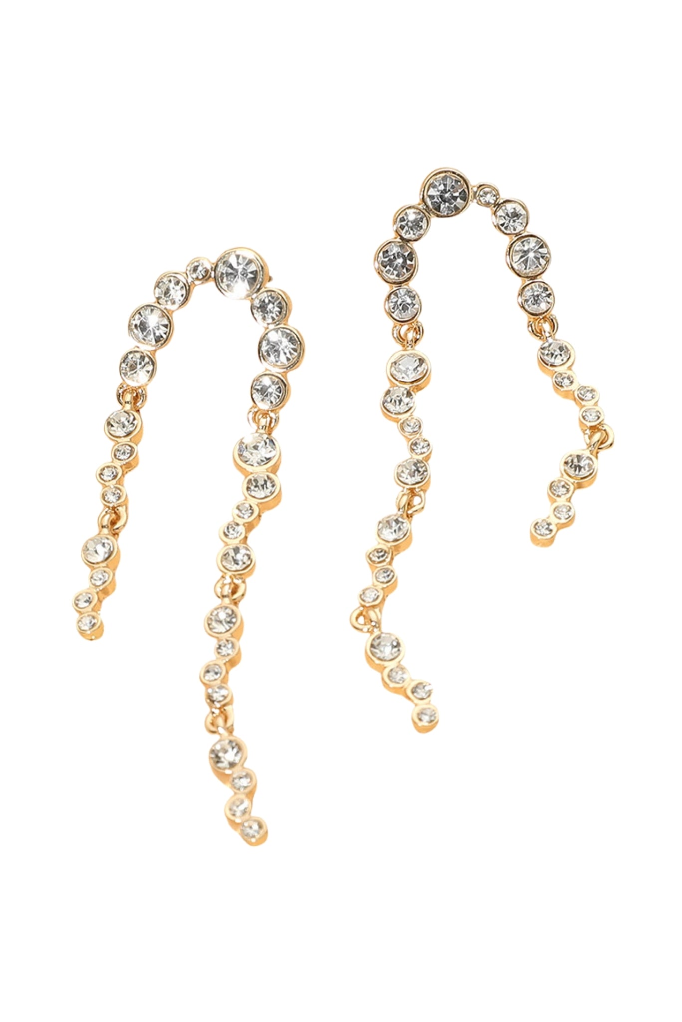 Rhinestone Graduated Curved Drop Earrings