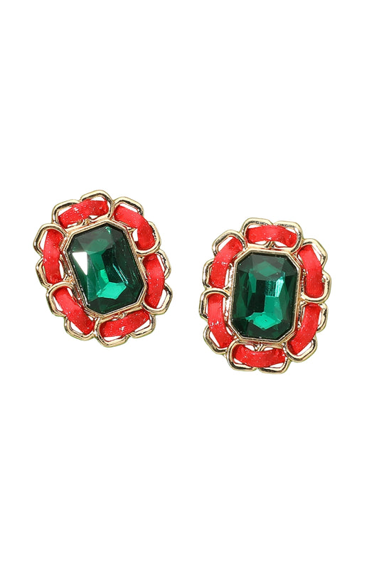 Emerald Stone Stud Earrings