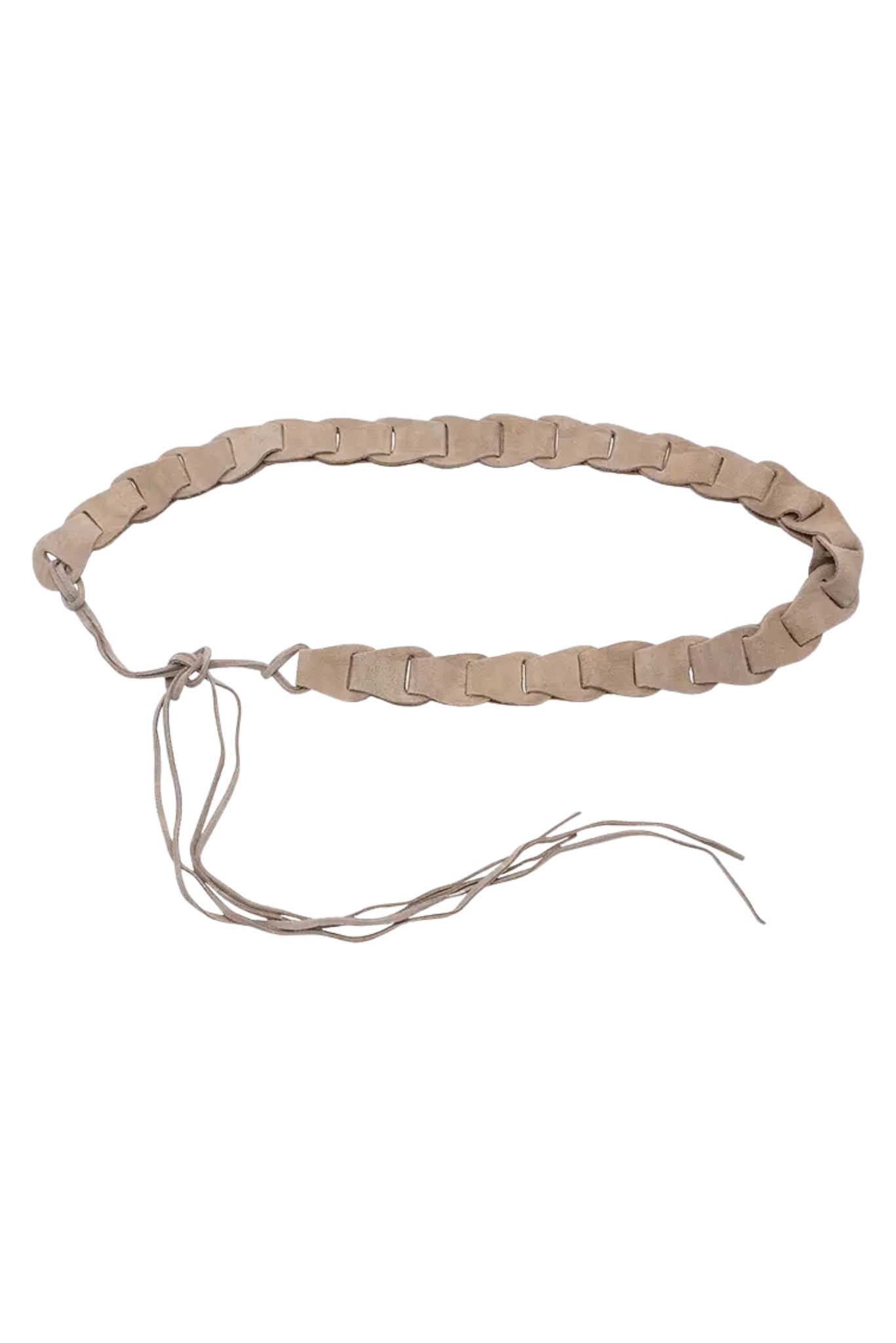 Taupe Faux Suede Braided Wrap Belt