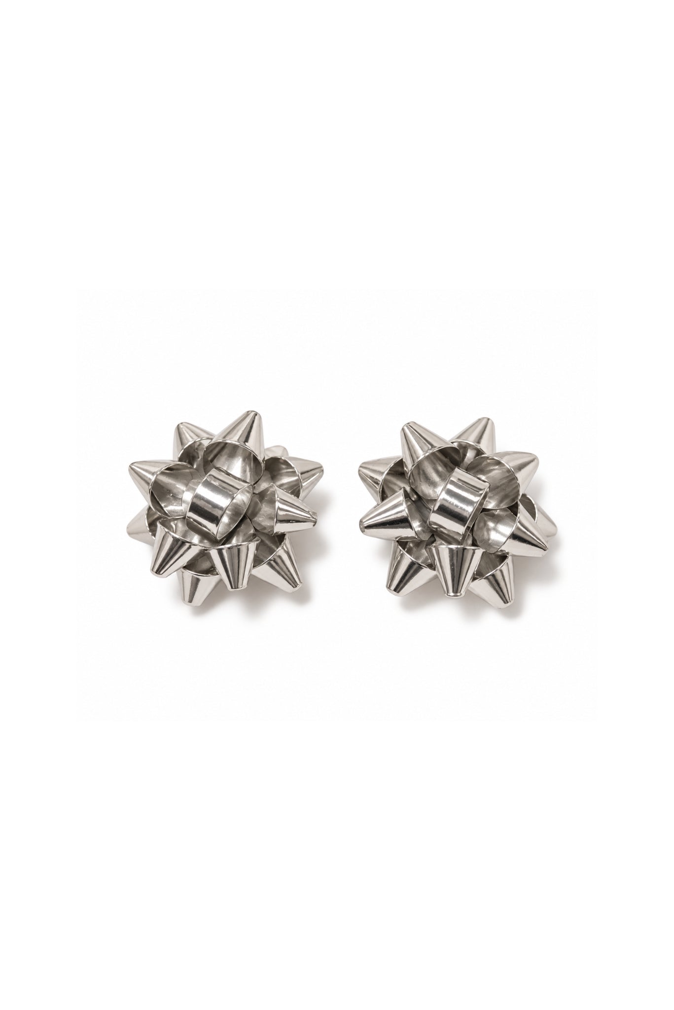 Silver Gift Bow Stud Earrings