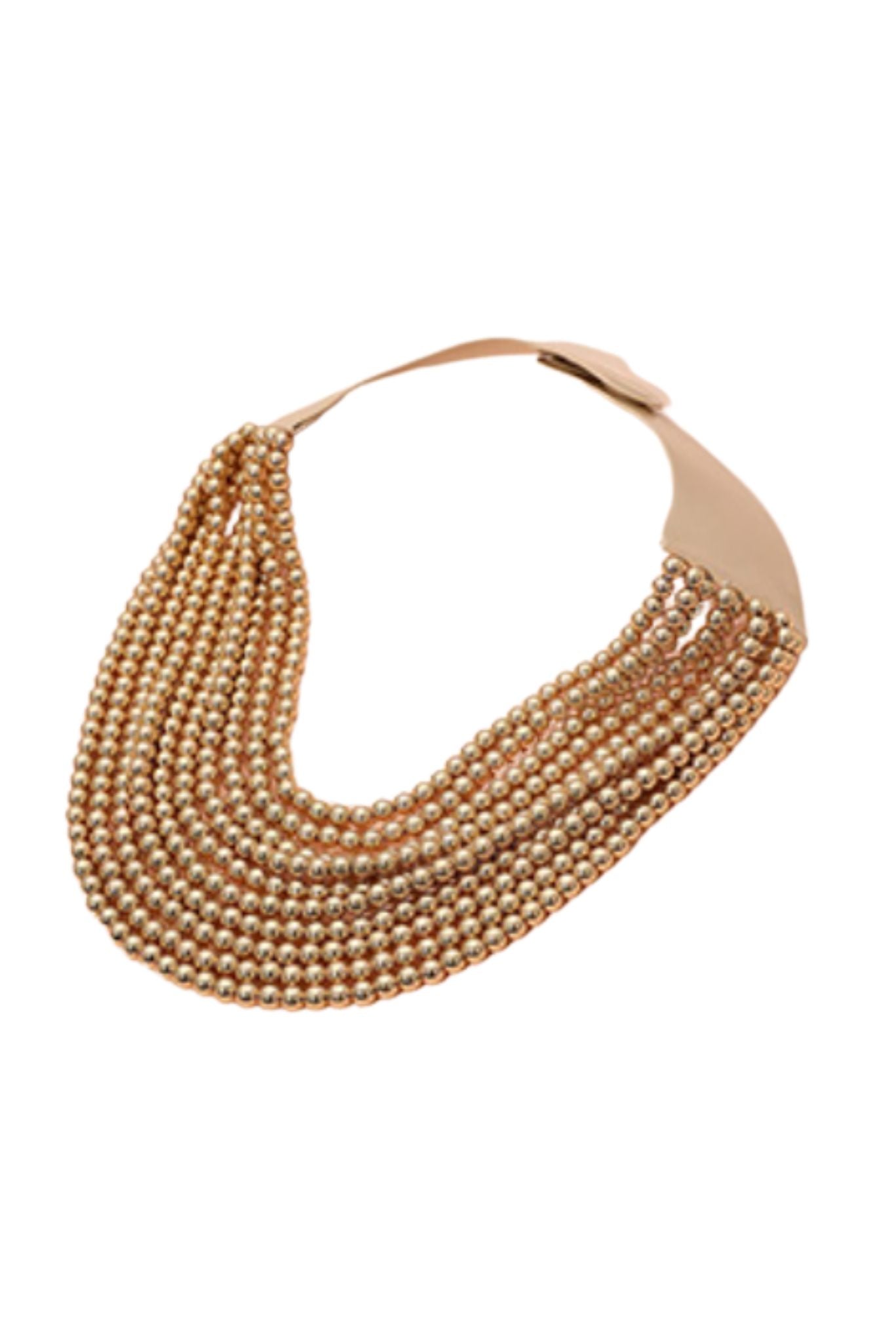Gold Multi Layered Beaded Magnetic Collar Necklace