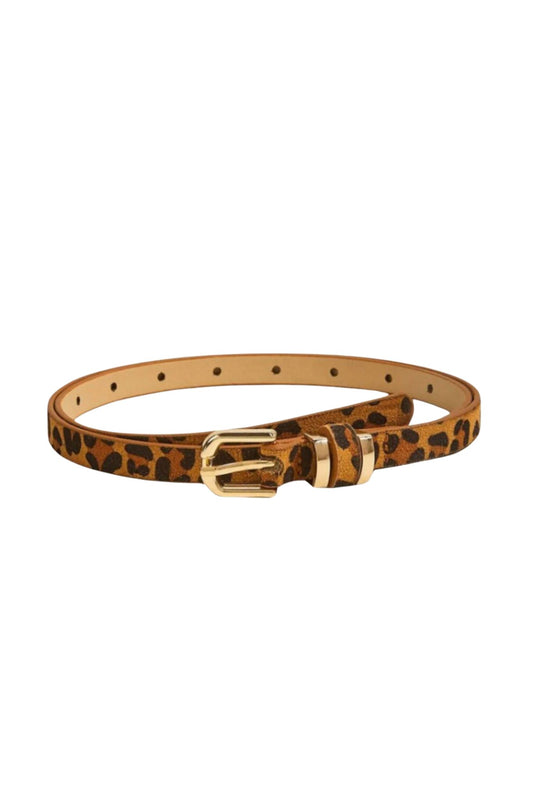 Animal Suede Leather Skinny Belt
