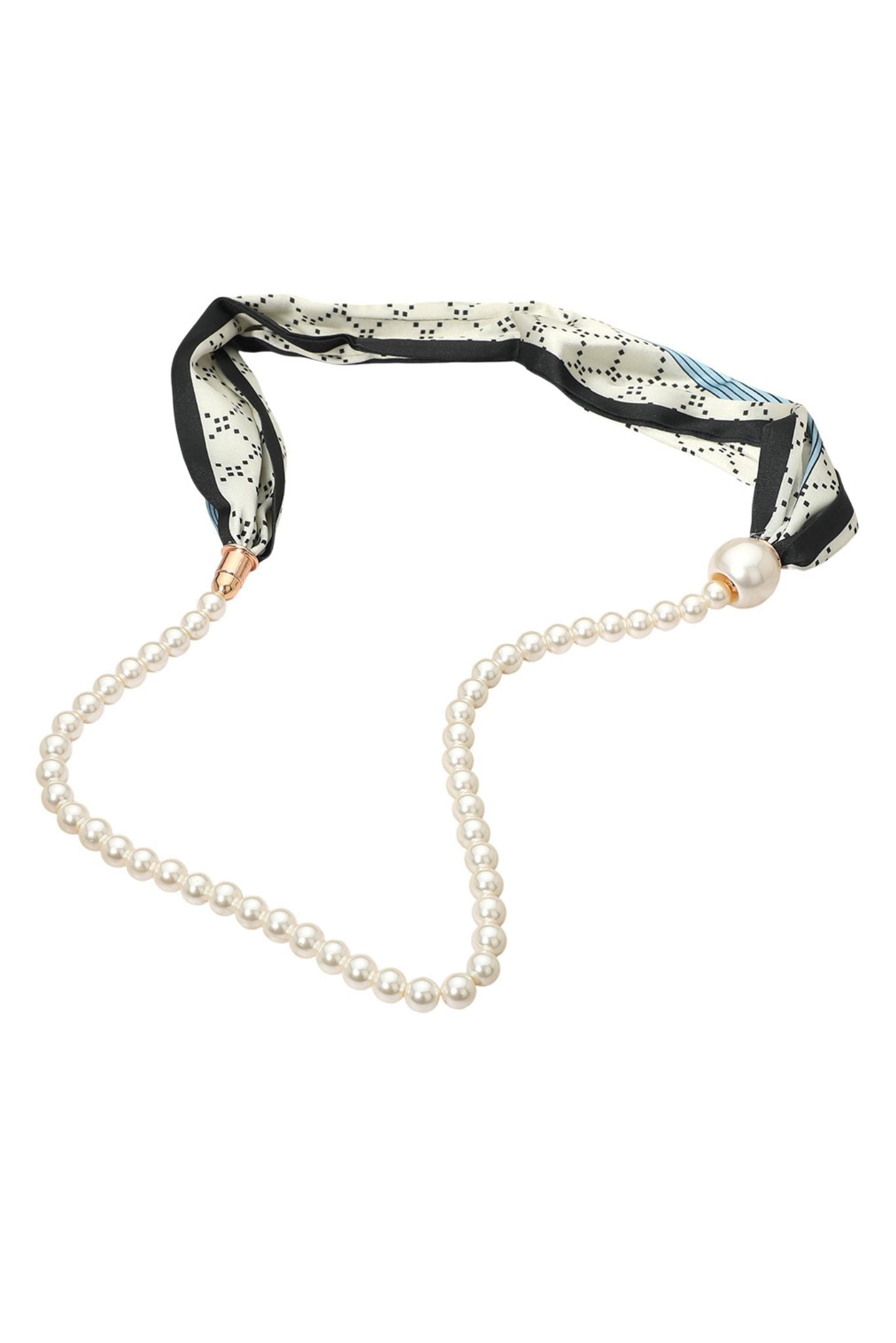 Blue Scarf and Pearl Magnetic Necklace