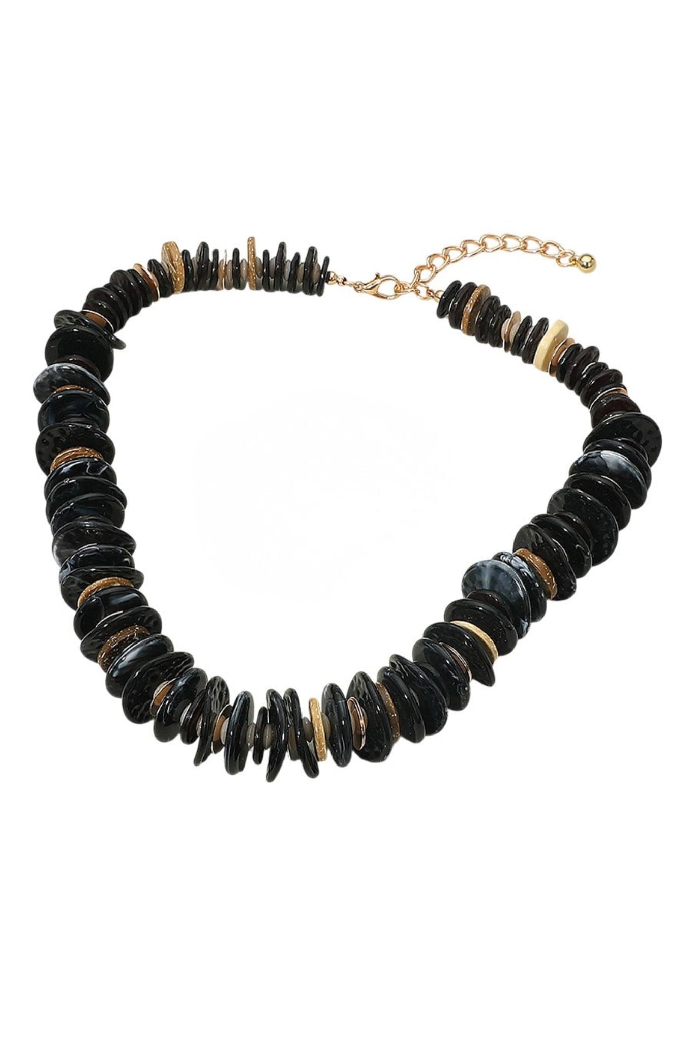 Black Resin Beaded Statement Necklace