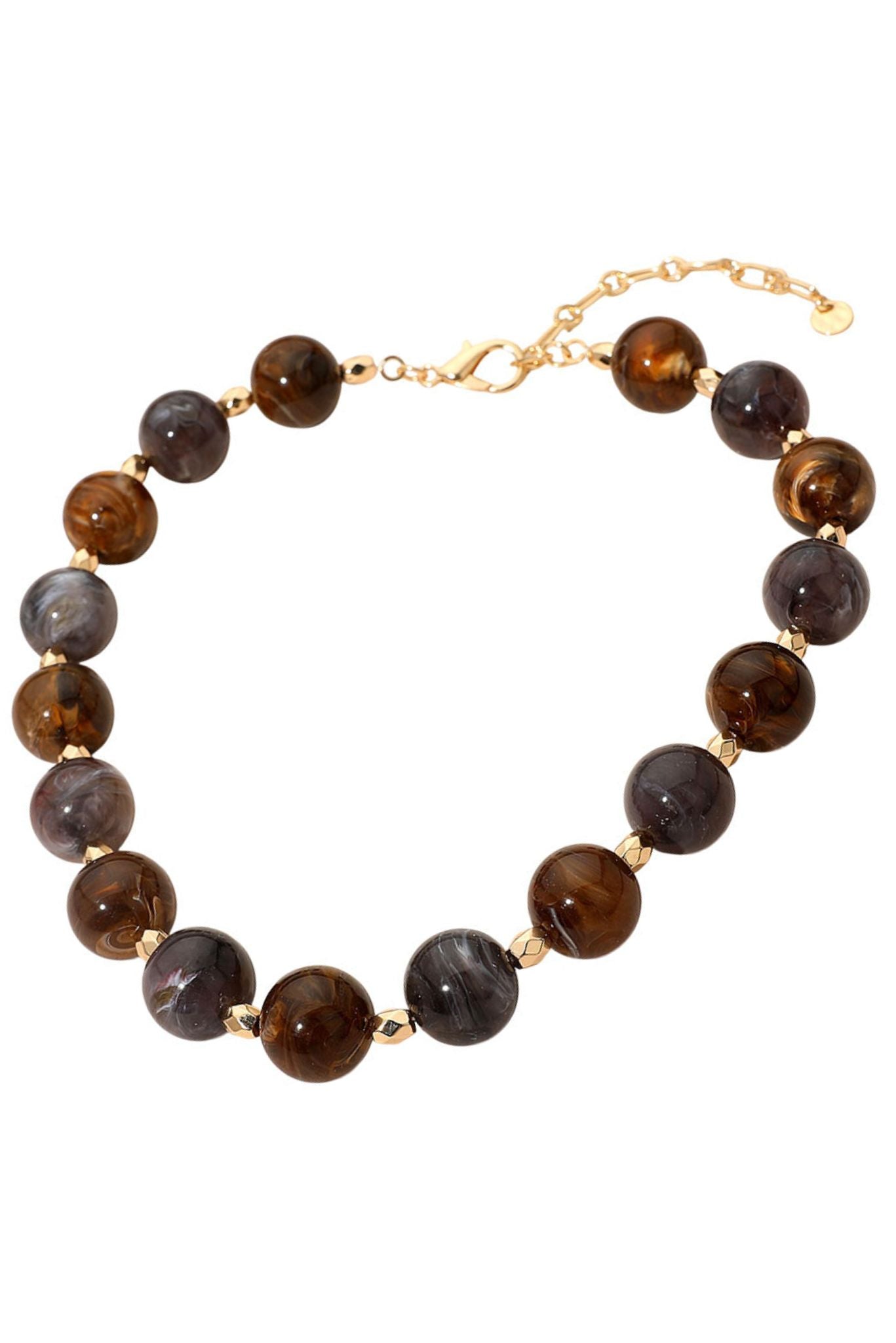 Brown Marbled Round Beaded Necklace
