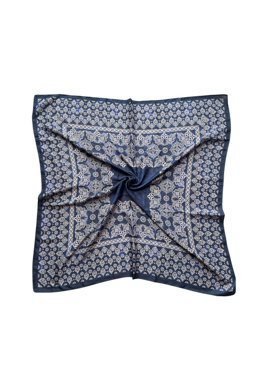 Dark Blue Paisley Tiles Scarf