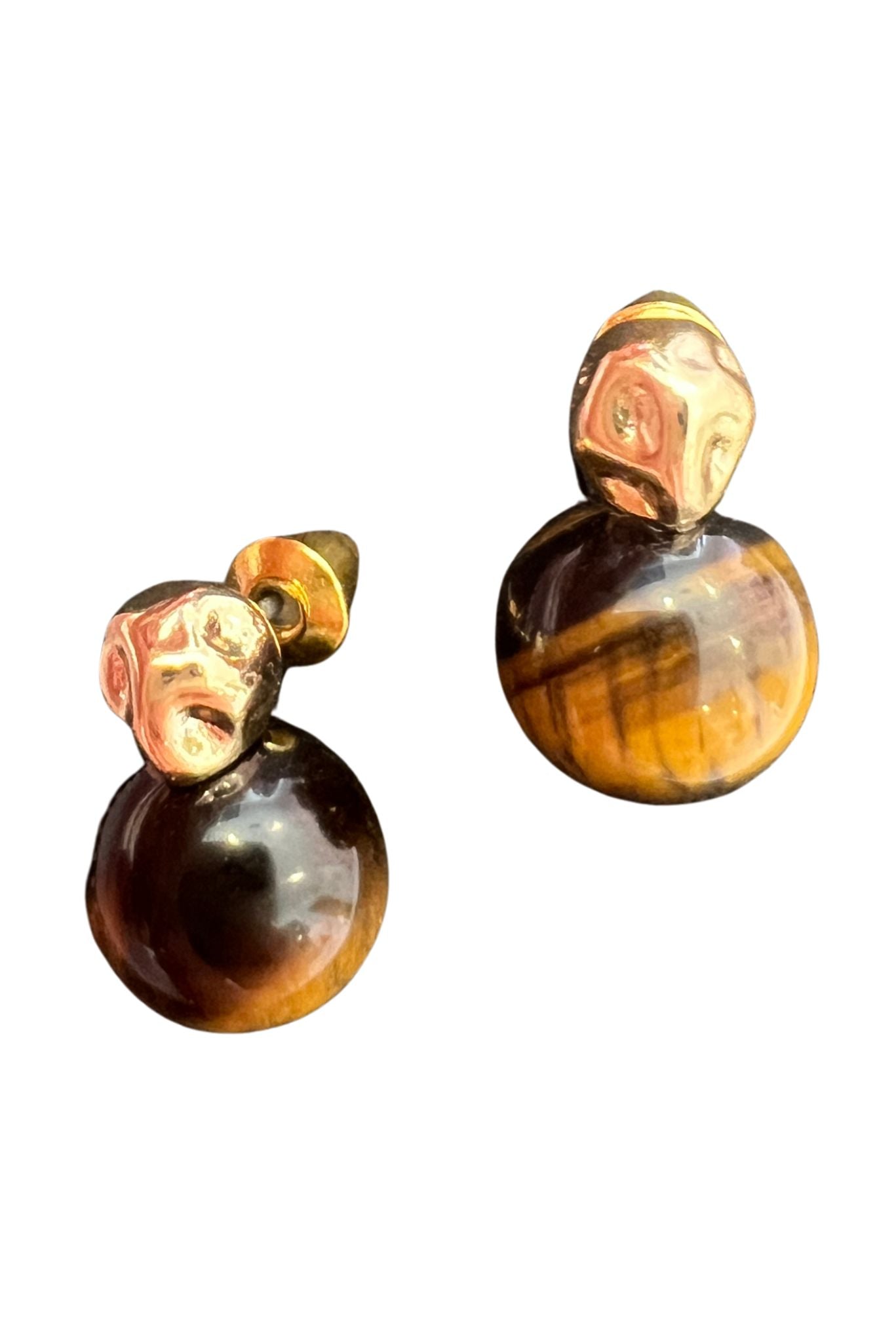 Brown Resin Ball Drop Stud Earrings