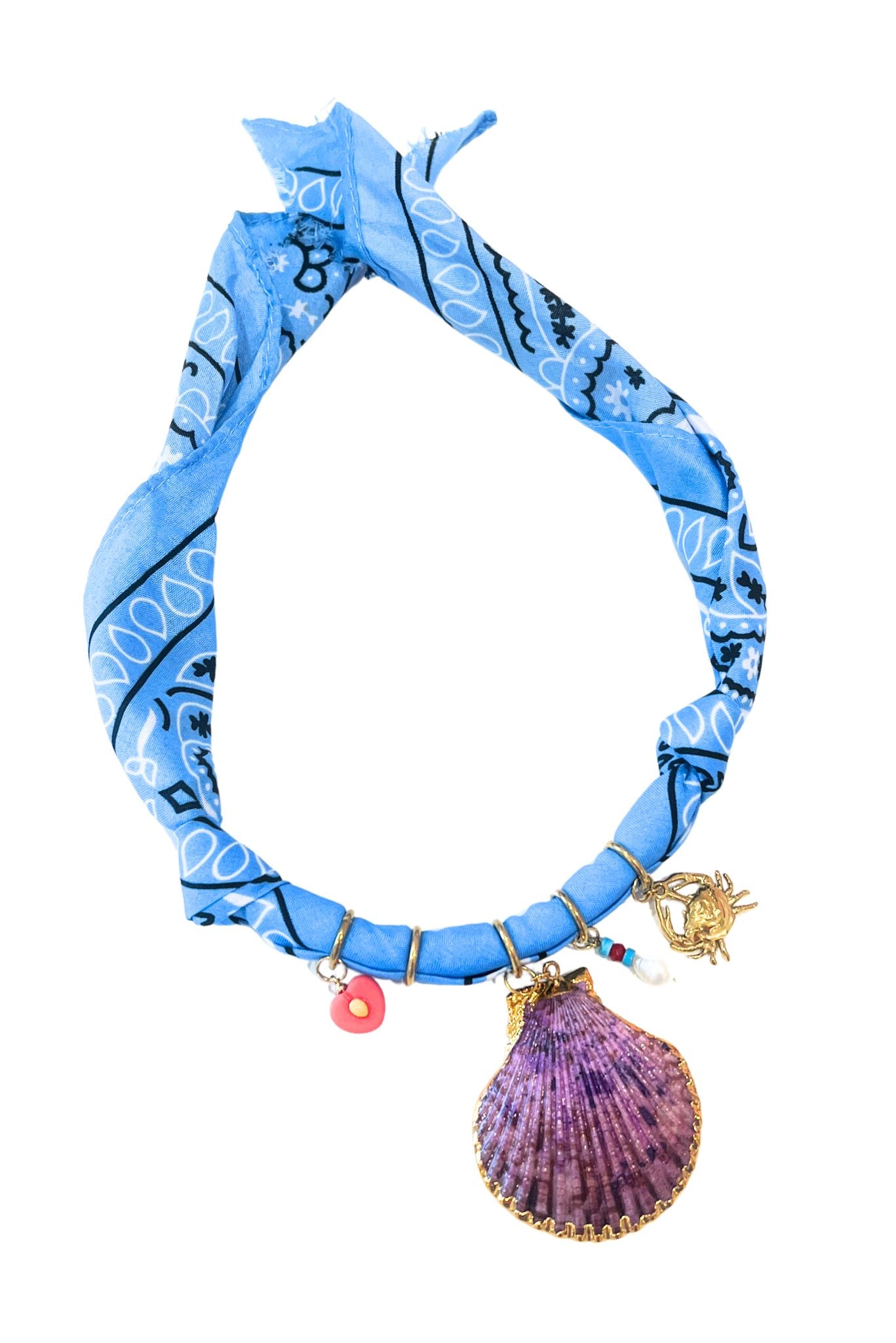 Blue Multi Charm Scarf Necklace
