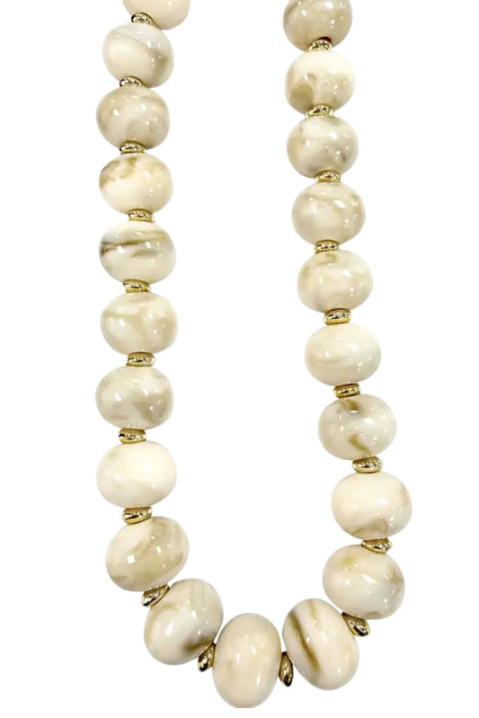 Cream Marble Chunky Beaded Necklace