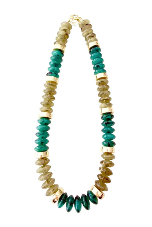 Green Beaded Disc Necklace