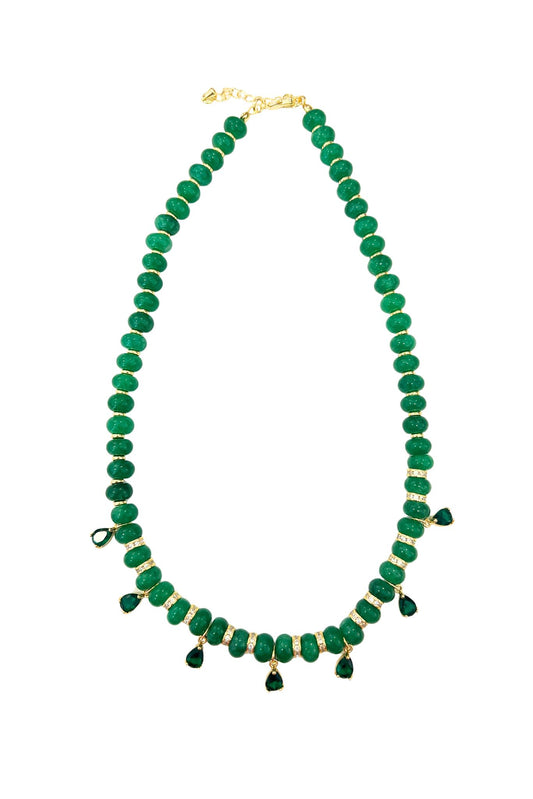 Green Beaded Dangle Necklace