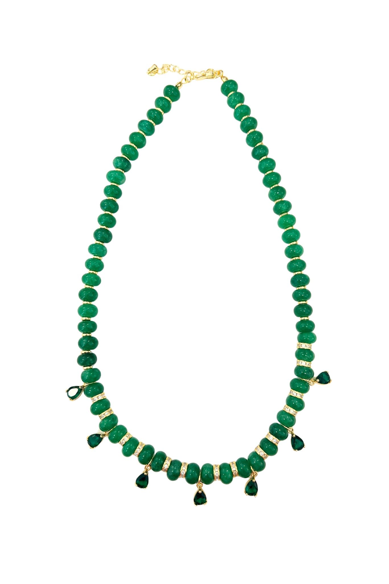 Green Beaded Dangle Necklace