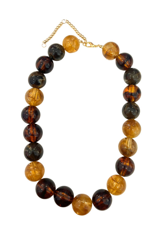 Brown Chunky Beaded Necklace