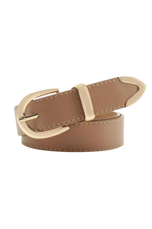 Brown Leather Gold Plated Accent Belt