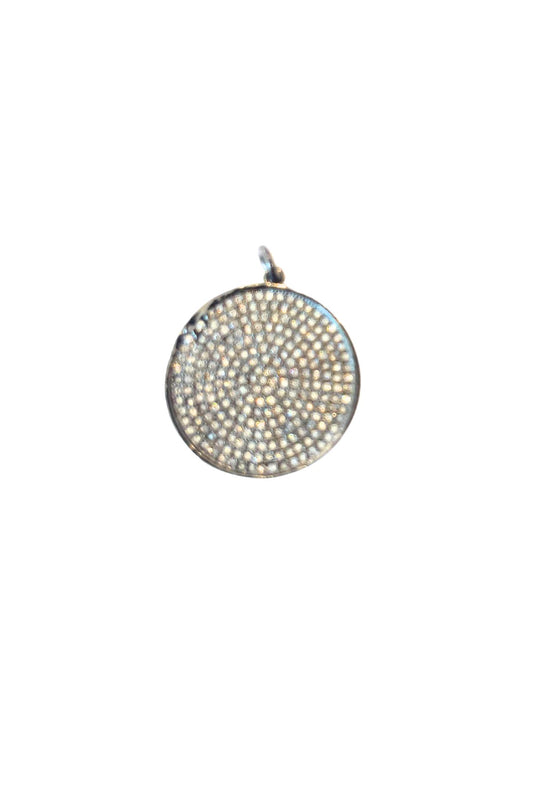 Black Crystal Circle Pendant Charm