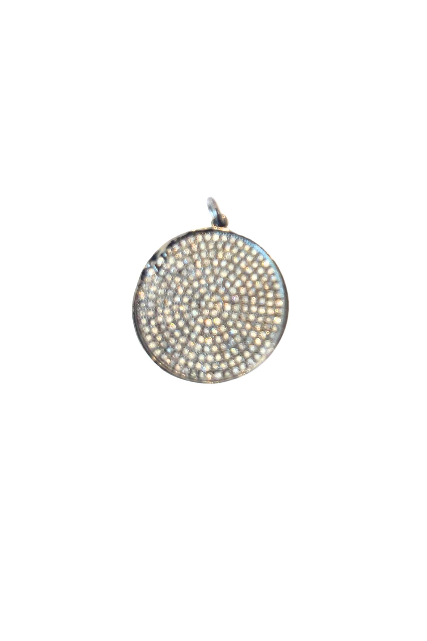 Black Crystal Circle Pendant Charm