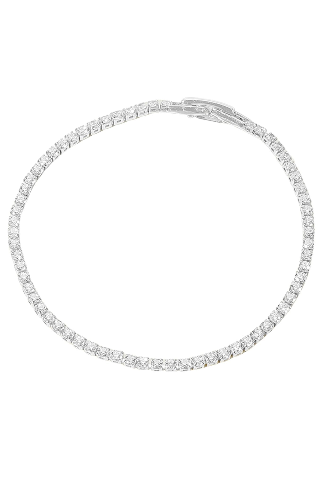 Silver Stone Tennis Chain Evening Bracelet